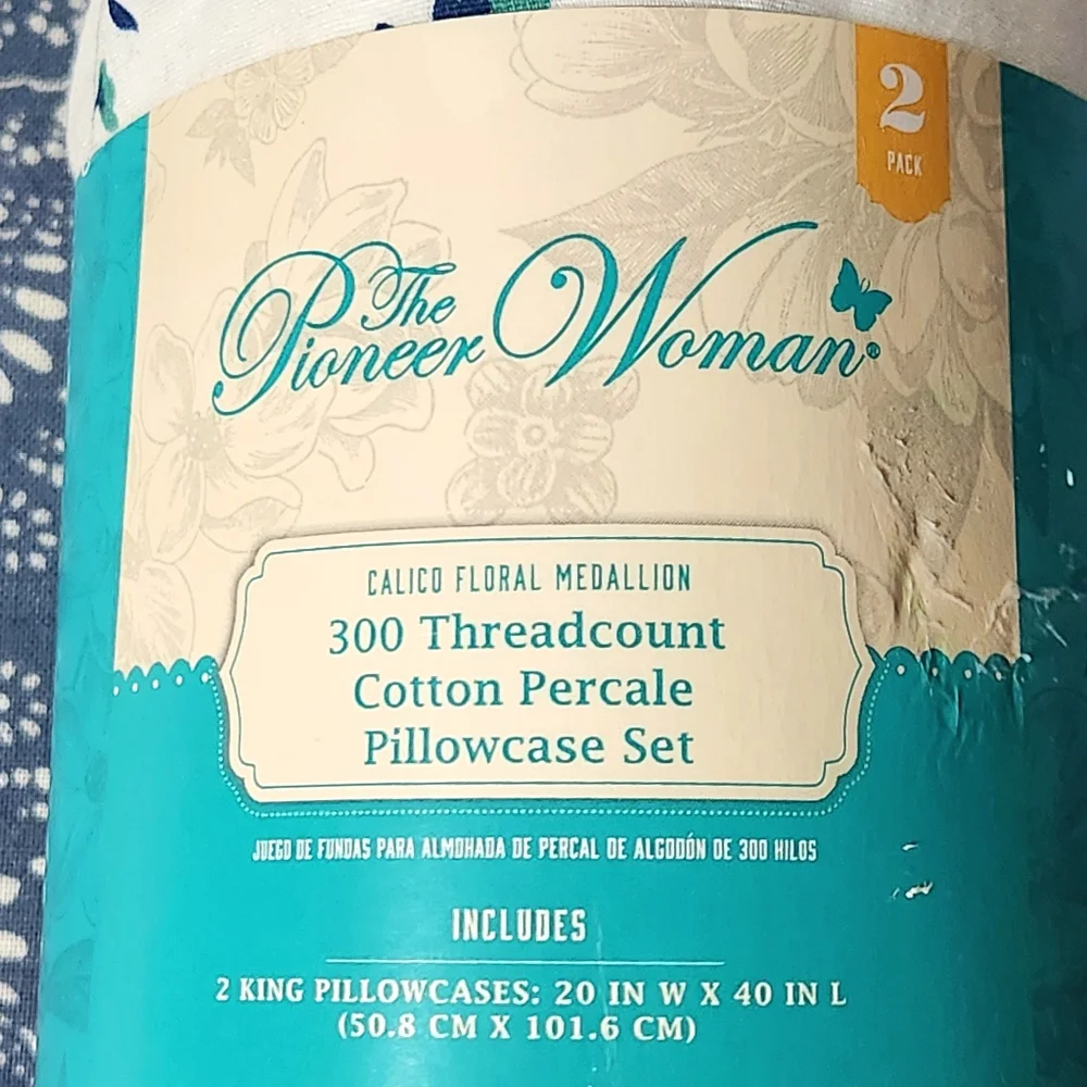 🌸 The Pioneer Woman “Calico Floral Medallion” King Pillowcase Set – NWT